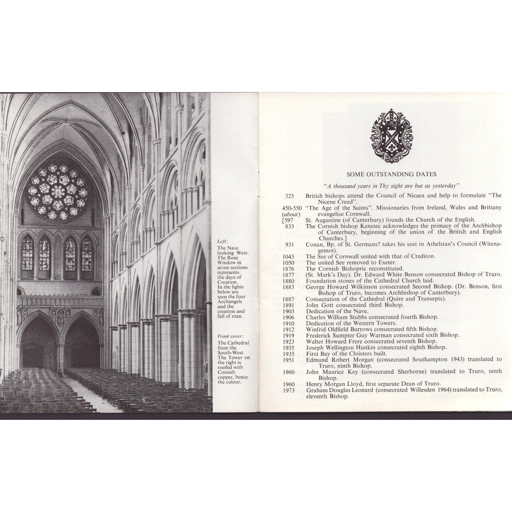 Vintage Truro Cathedral Cornwall Pictorial Guide Book Souvenir History Ephemera - Picture 3 of 3